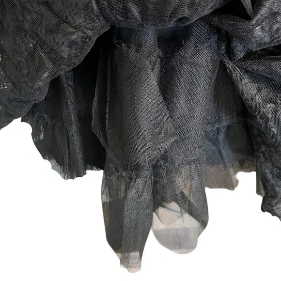 Vintage Betsey Johnson Evening Sheer Lace Velvet Ribbon Bows Goth Cupcake Dress - Picture 8 of 12